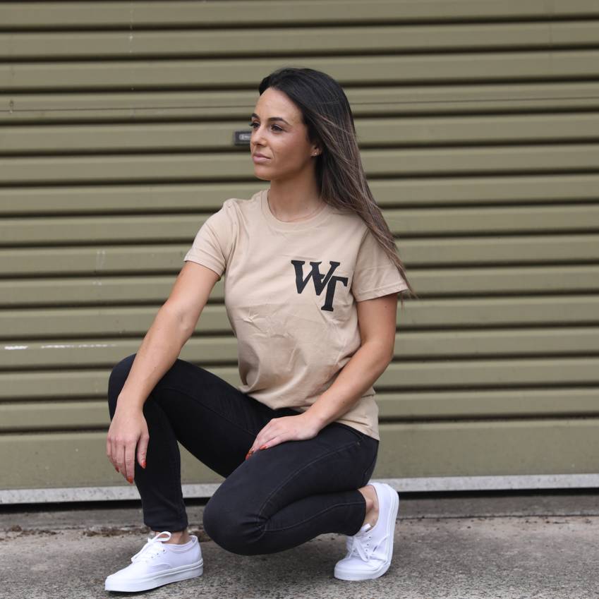 mainWests Tigers WT Ladies Tan Tee3