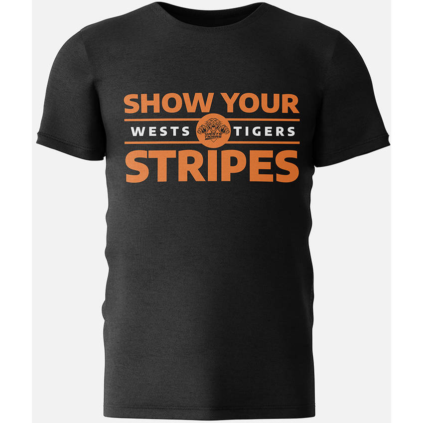 Wests Tigers Mens Black Show Your Stripes Tee0