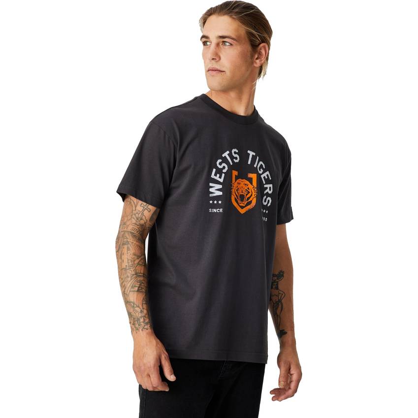 Wests Tigers Mens Flocked Team Tee0