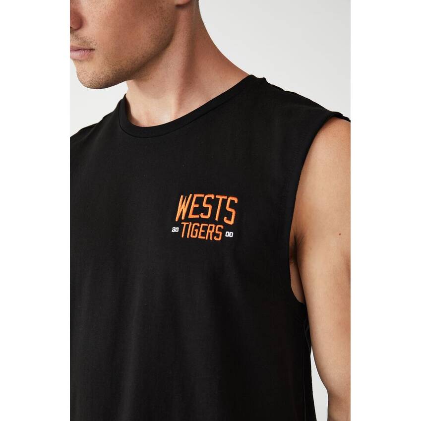 Wests Tigers Mens Packed Embroidered Muscle Tank2