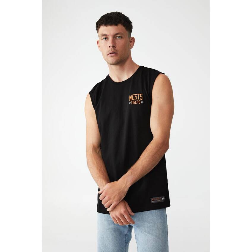Wests Tigers Mens Packed Embroidered Muscle Tank1