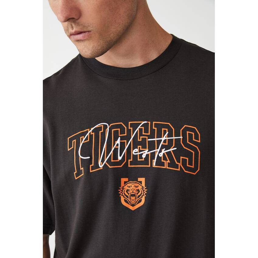 Wests Tigers Mens Embroidery Script Tee1