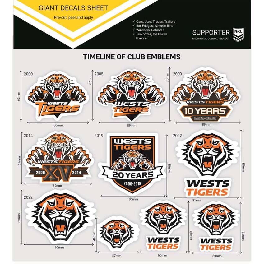 Wests Tigers Giant Decals Sheet0