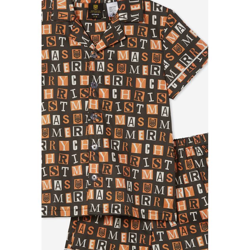 Wests Tigers Kids Christmas SS/Short PJ Set1