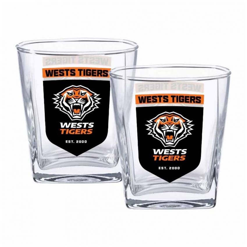 Wests Tigers 2 Pack Spirit Glasses0
