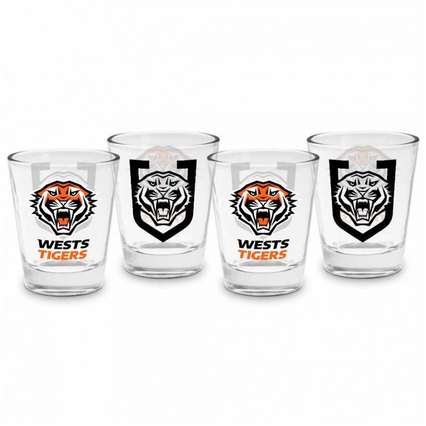 Wests Tigers 4 Pack Shot Glass0